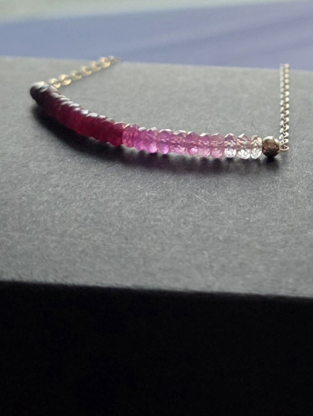 Ombre Ruby Beaded Bar Necklace